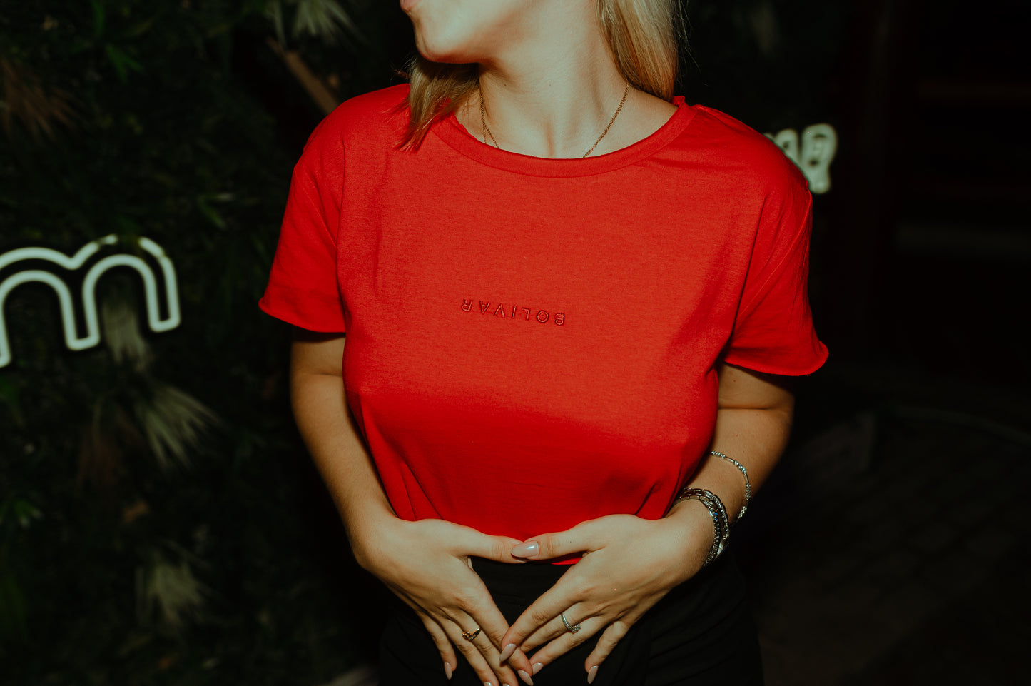 Mirrored Logo On Red Crop Top