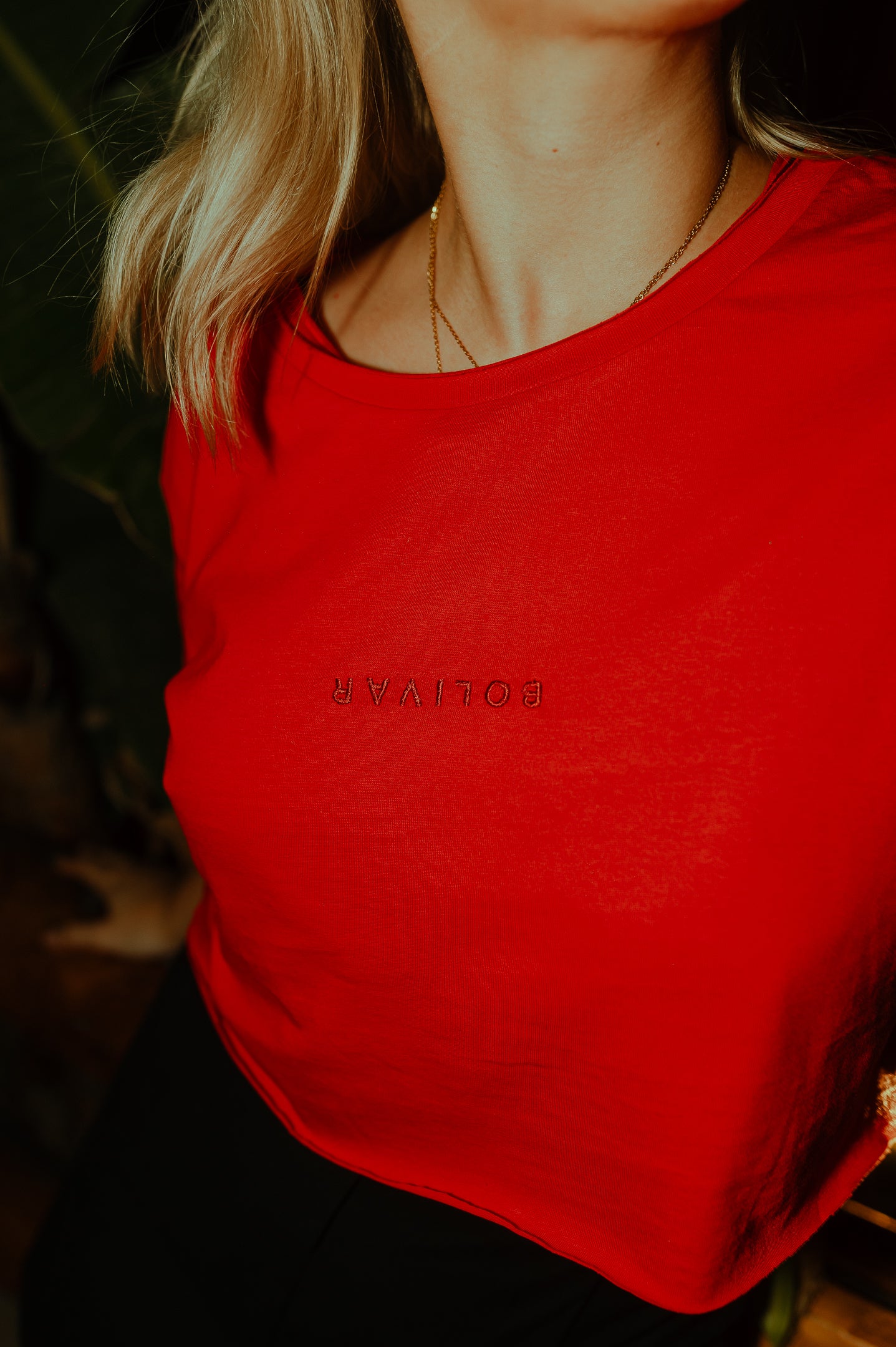 Mirrored Logo On Red Crop Top