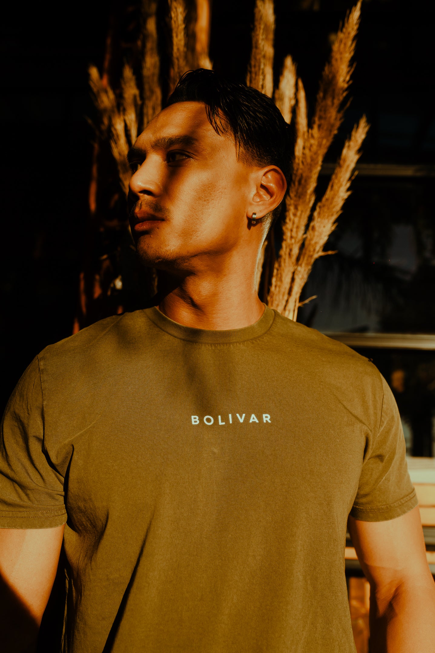 Bolivar Logo On Stone Washed Khaki Top