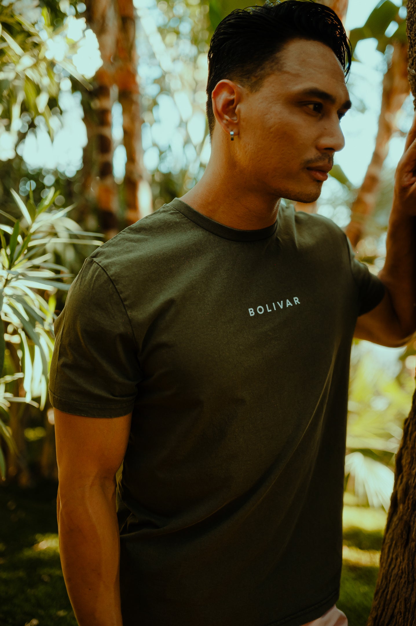 Bolivar Logo On Stone Washed Khaki Top