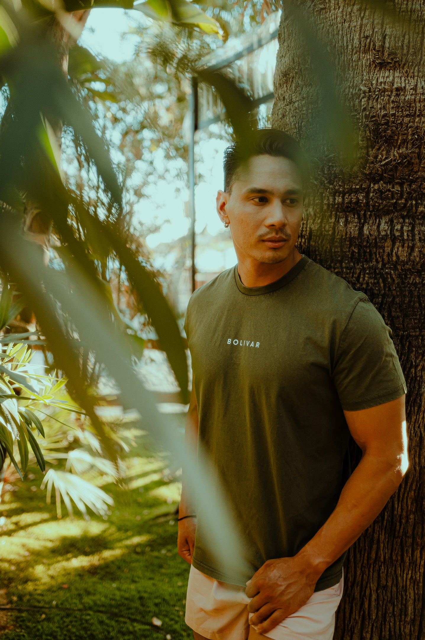 Bolivar Logo On Stone Washed Khaki Top