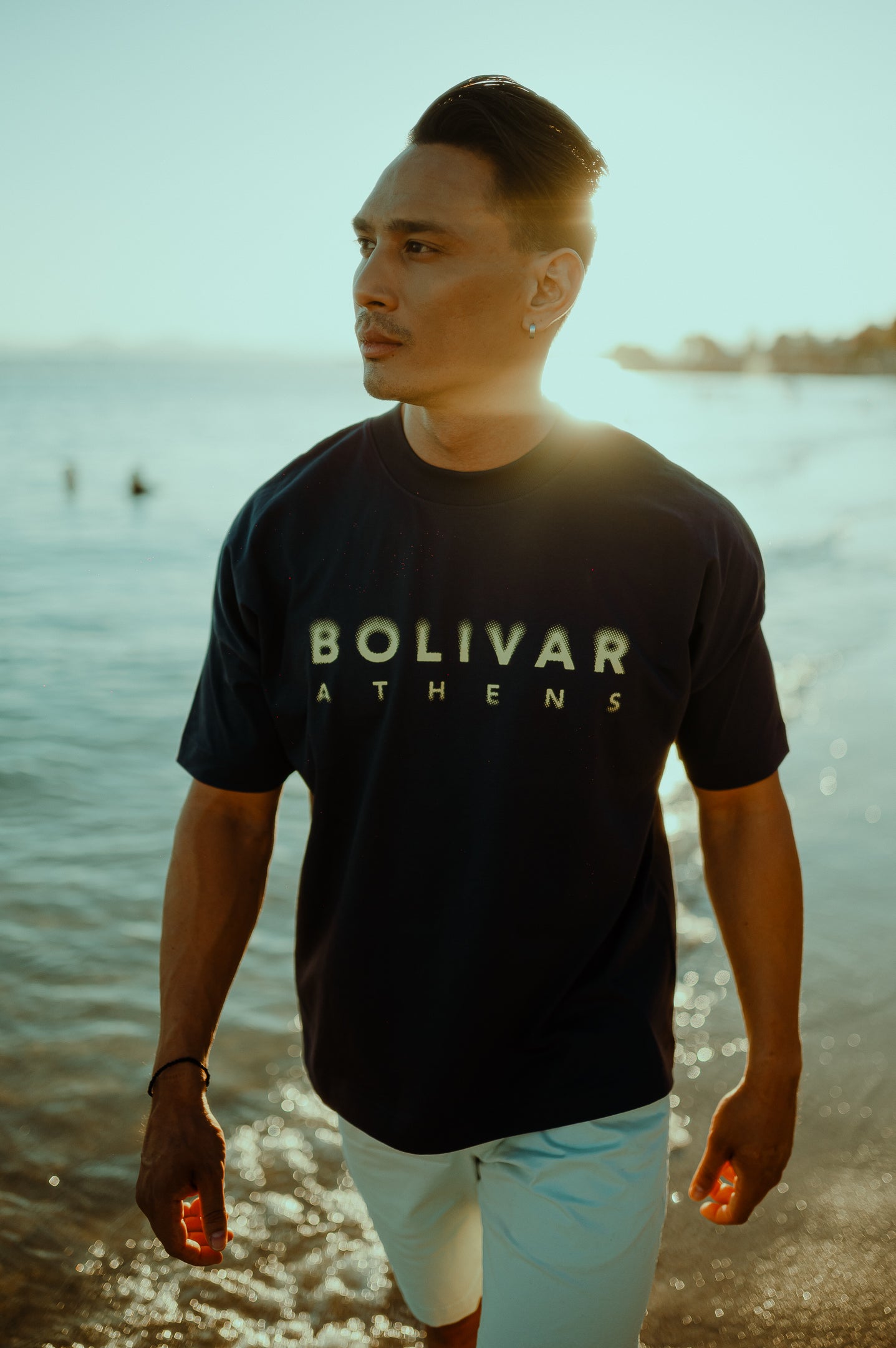 Neon Spray Logo On Indian Ink Grey Top