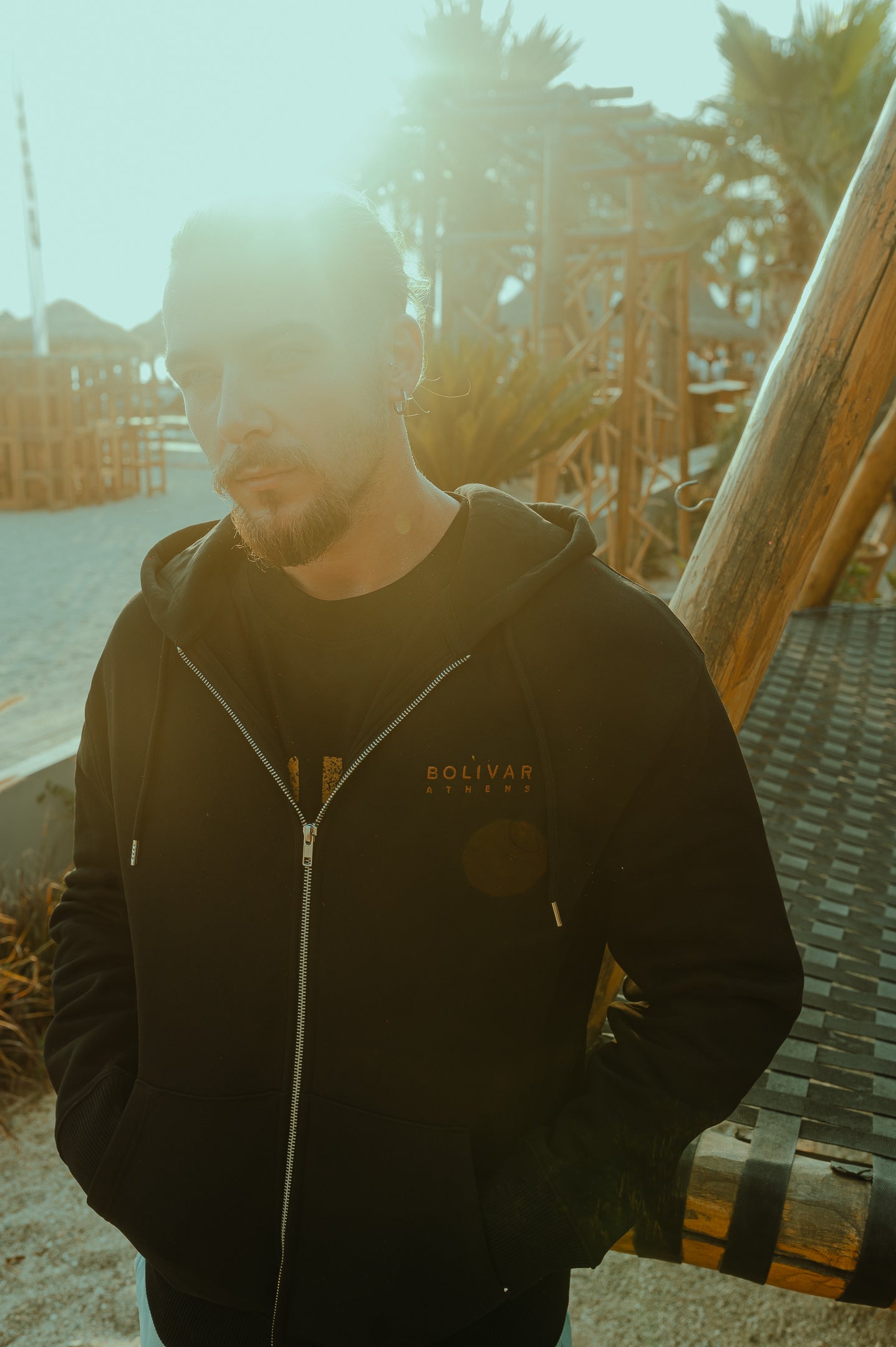 Zipper Hoodie Roof Logo In Black